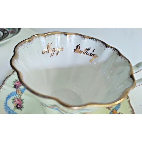 Royal Stafford Porcelain Cup & Saucer Special Occasion Series Happy Birthday - Picture 3 of 16